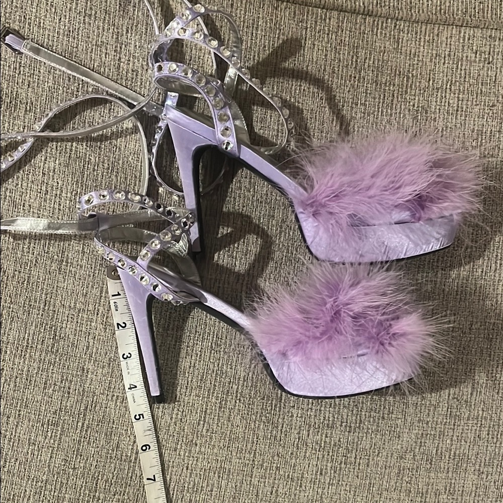 Sugar Thrillz Purple Heels with Fluffy Fur Trim - Picture 4 of 4